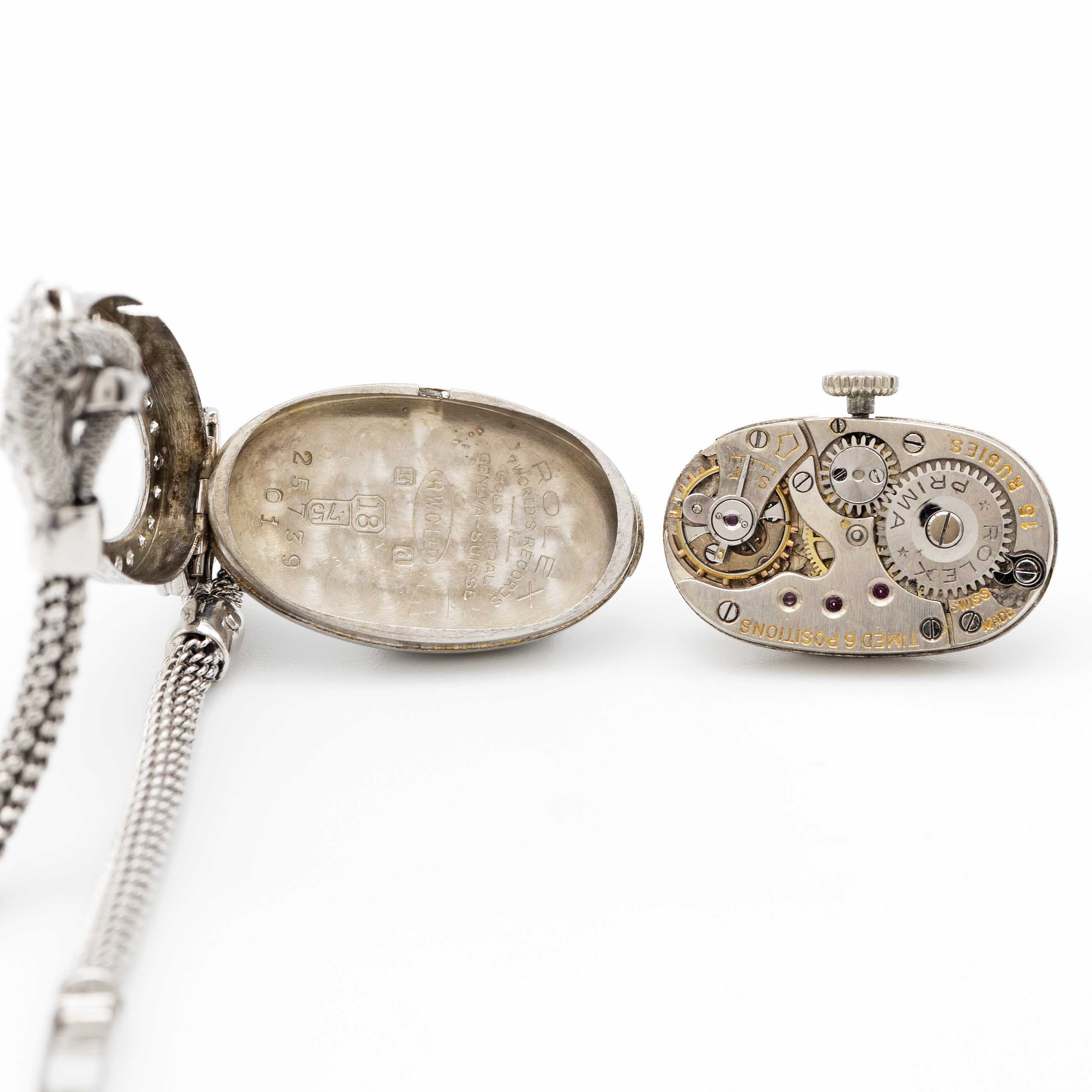 A LADIES FINE SOLID WHITE GOLD & DIAMOND ROLEX COCKTAIL BRACELET WATCH CIRCA 1926, WITH GUILLOCHE - Image 7 of 10