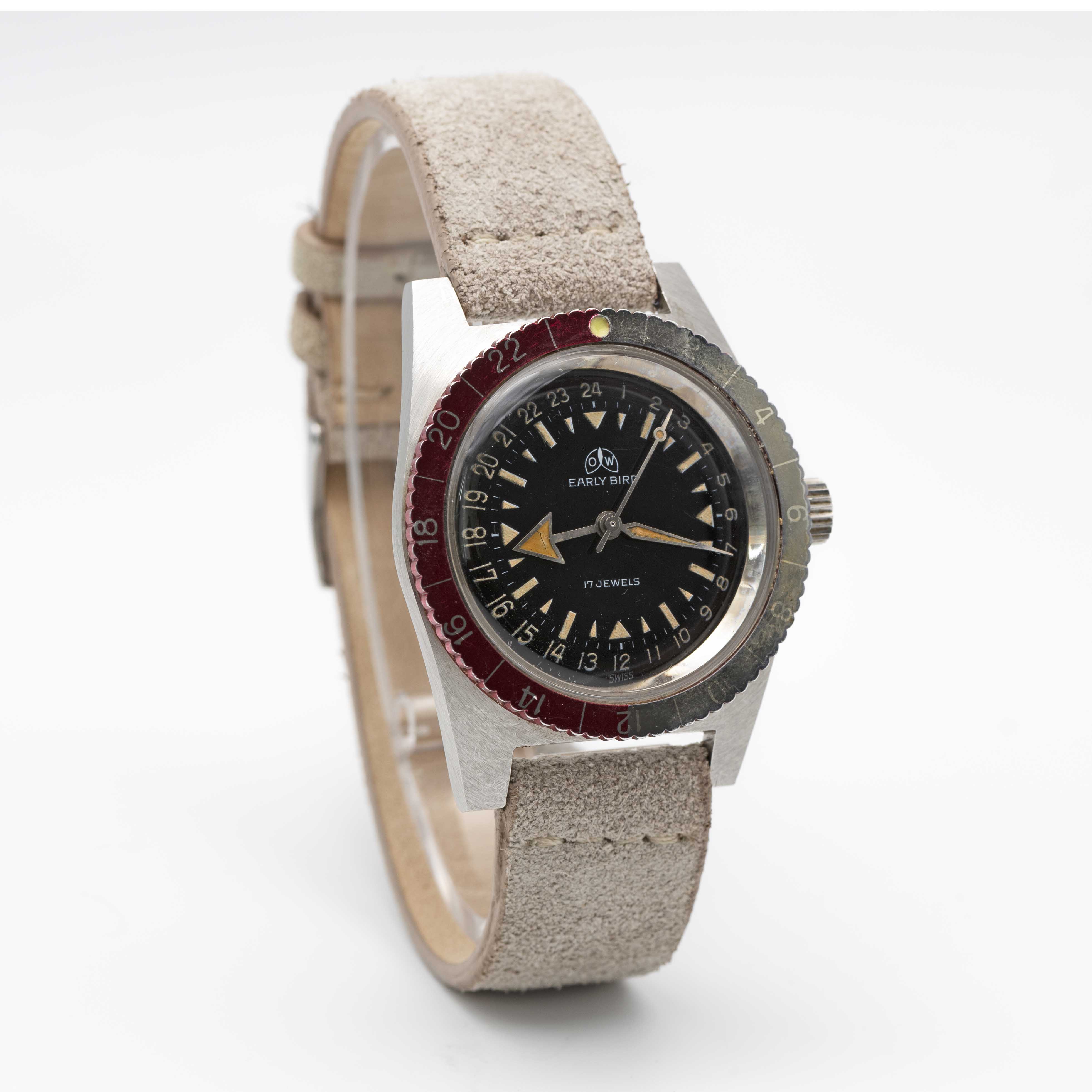 A RARE GENTLEMAN'S STAINLESS STEEL OLLECH & WAJS EARLY BIRD GMT WRIST WATCH CIRCA 1960s, REF. 2834 - Image 4 of 8