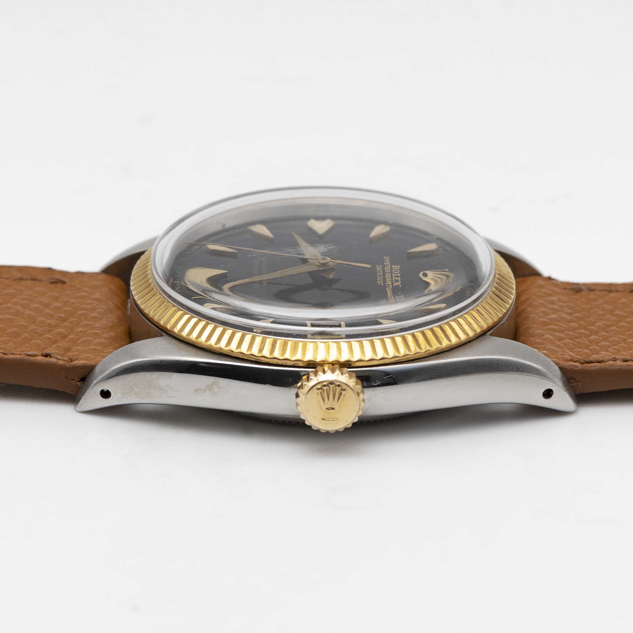 A RARE GENTLEMAN'S STEEL & GOLD ROLEX OYSTER PERPETUAL DATEJUST WRIST WATCH CIRCA 1957, REF. 6605 - Image 8 of 9
