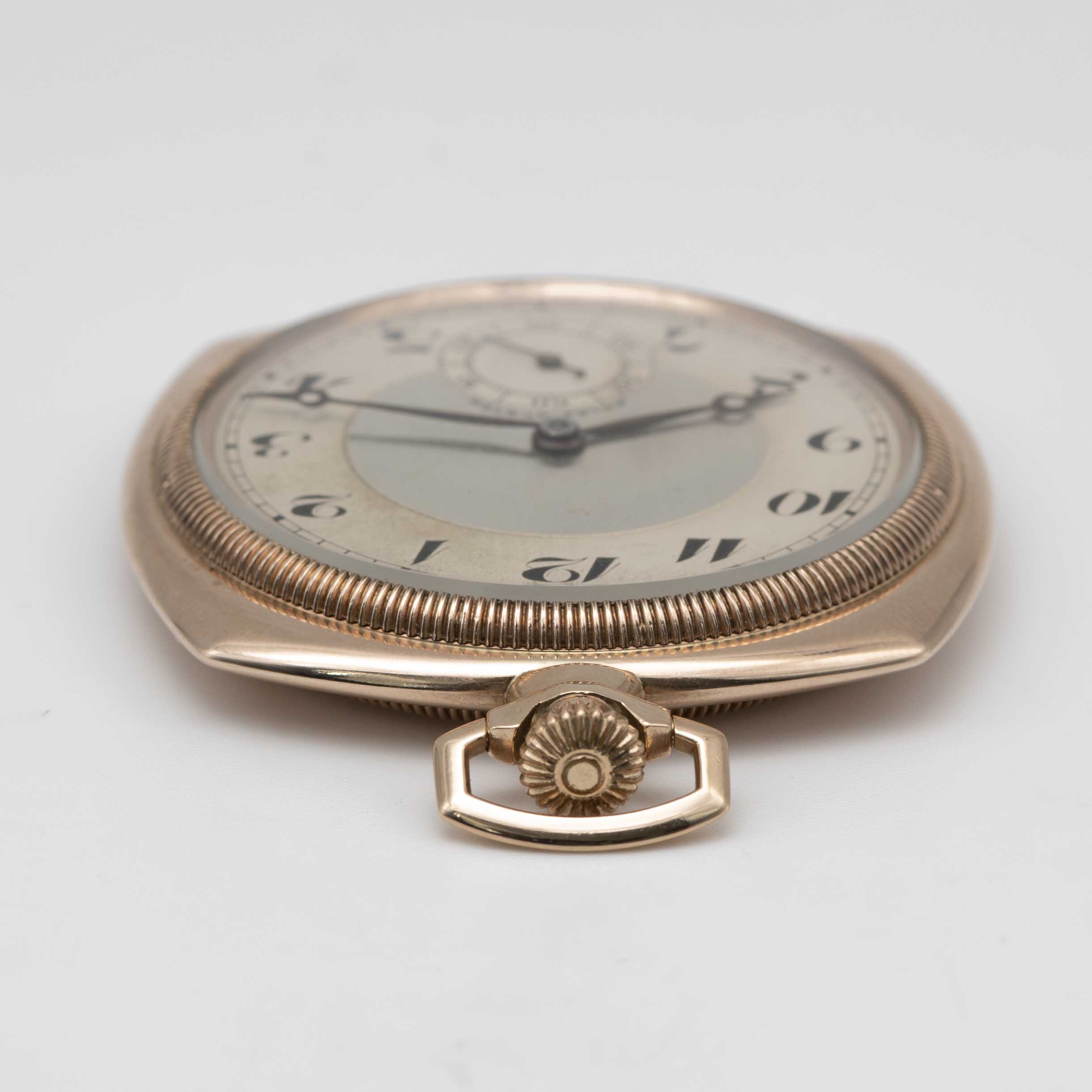 A RARE GENTLEMAN'S 9K SOLID GOLD ROLEX OYSTER "CUSHION" POCKET WATCH CIRCA 1920s, WITH BREGUET - Image 11 of 11