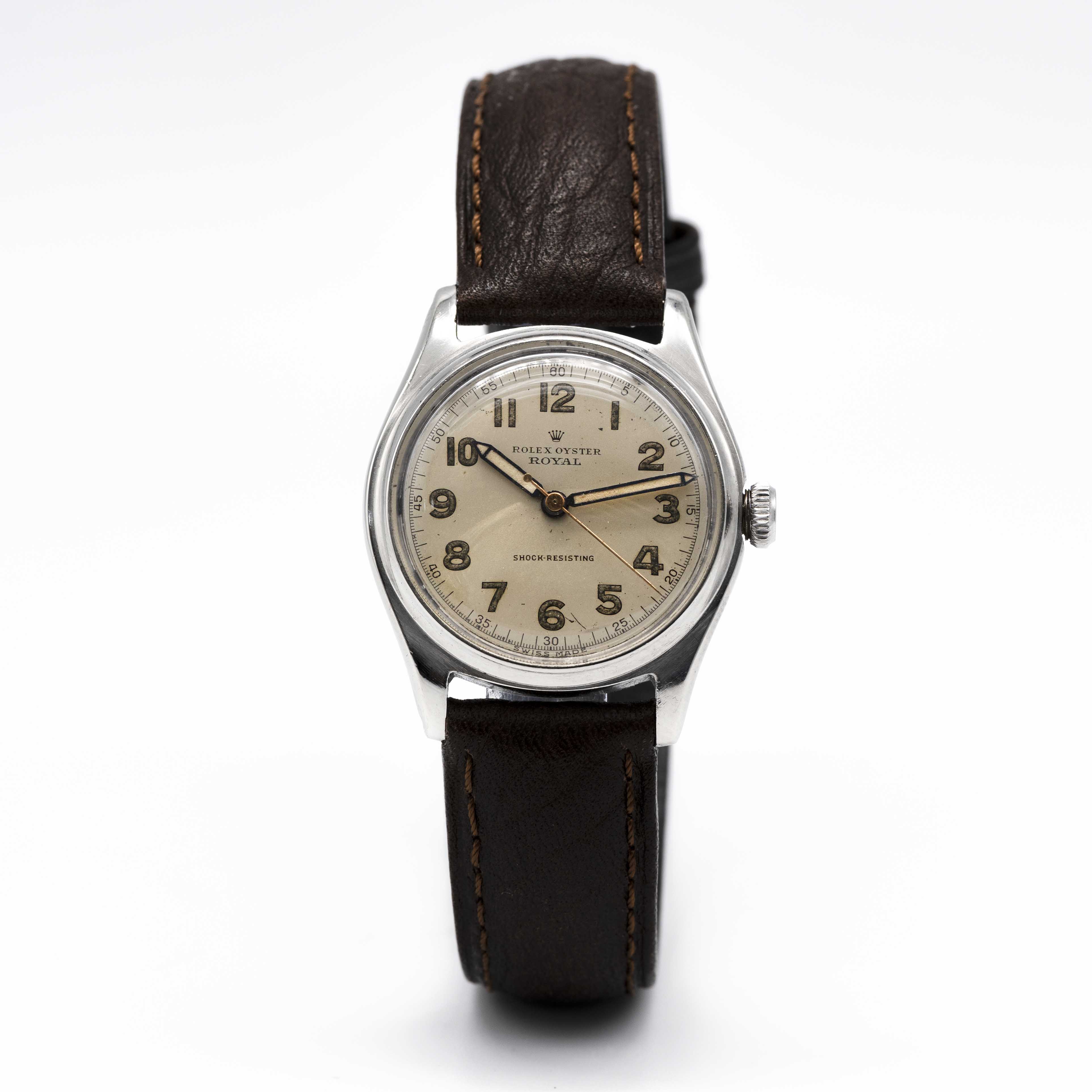 A GENTLEMAN'S STAINLESS STEEL ROLEX OYSTER ROYAL WRIST WATCH CIRCA 1945, REF. 4444 Movement: 15J, - Image 2 of 9
