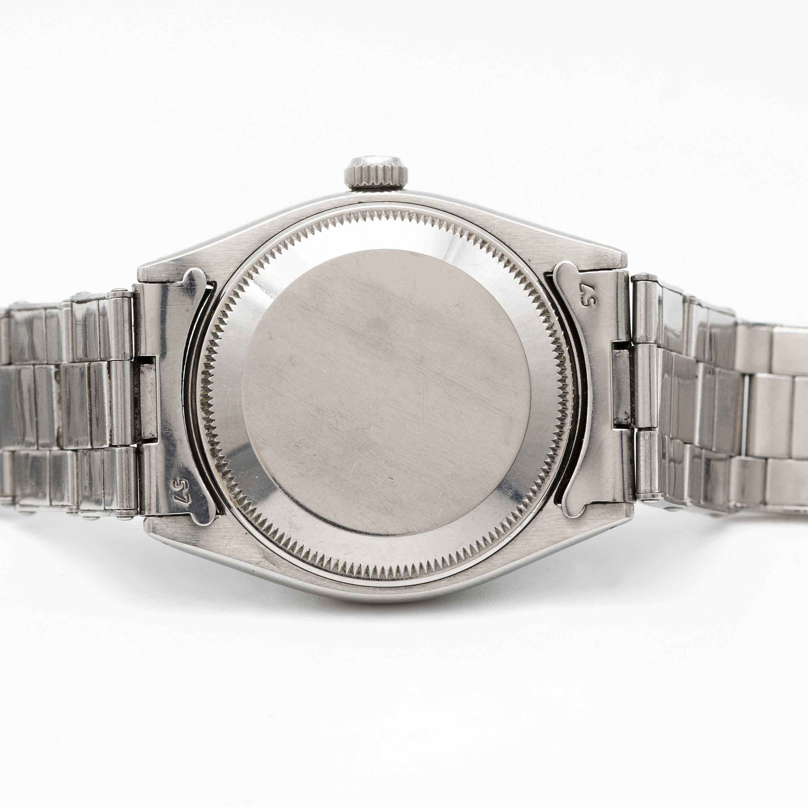 A GENTLEMAN'S STAINLESS STEEL ROLEX OYSTER PERPETUAL BRACELET WATCH DATED 1957, REF. 6564 WITH - Image 8 of 12