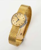 A FINE & RARE LADIES 18K SOLID GOLD & DIAMOND CARTIER LONDON BRACELET WATCH CIRCA 1957, WITH