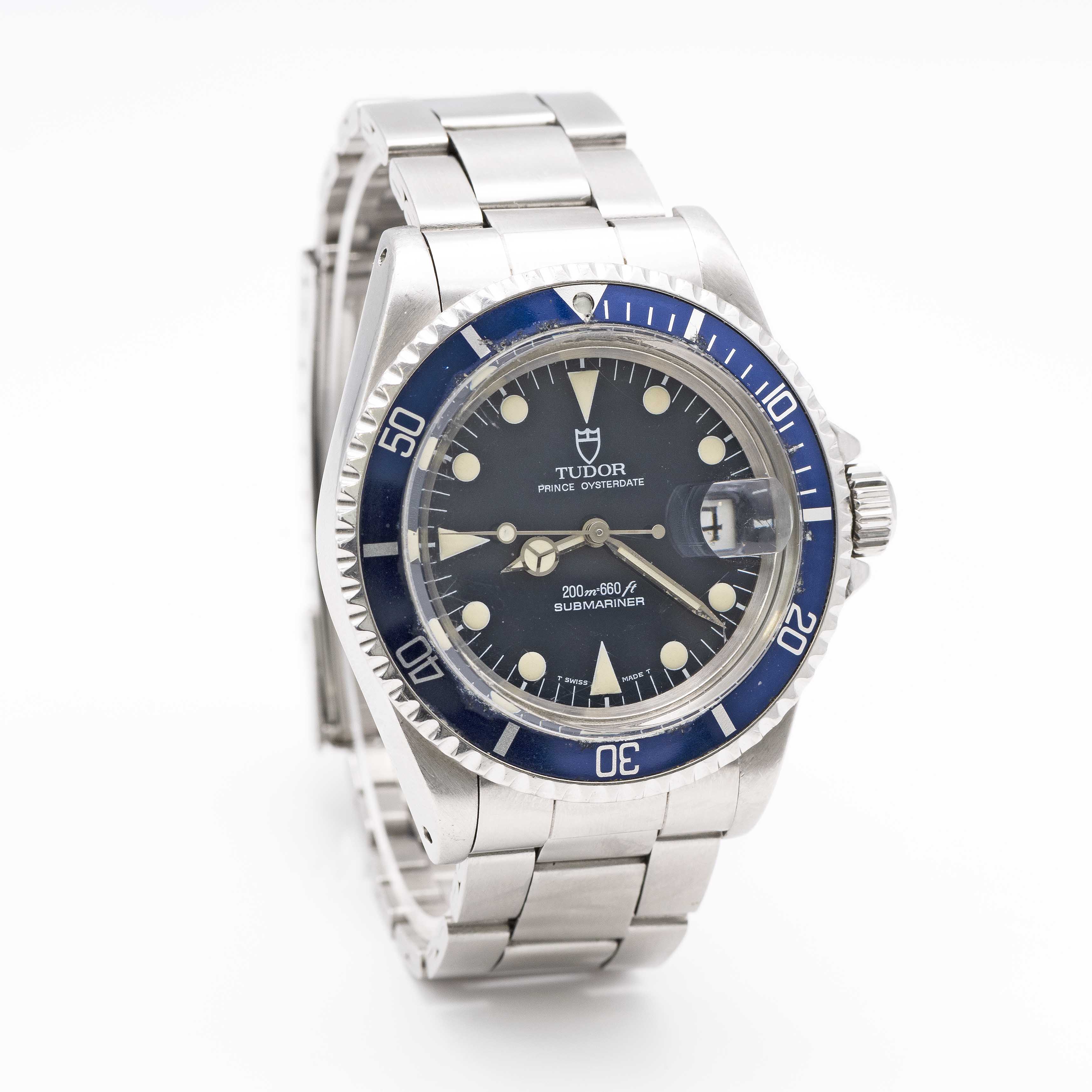 STAINLESS STEEL TUDOR PRINCE OYSTERDATE SUBMARINER BRACELET WATCH 1993 REF. 79090 WITH GLOSS BLUE - Image 6 of 12