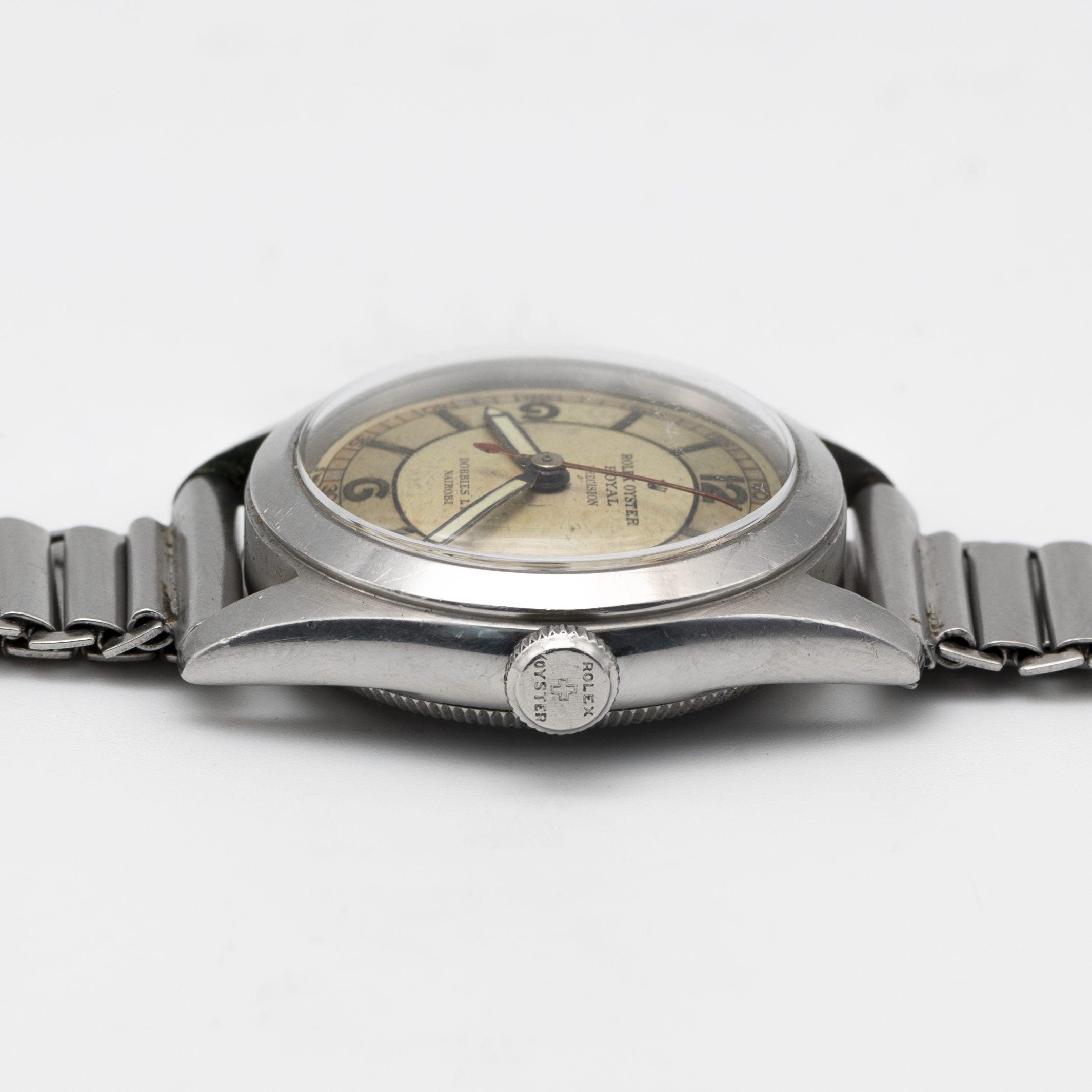 A RARE GENTLEMAN'S STAINLESS STEEL ROLEX OYSTER PRECISION BRACELET WATCH CIRCA 1940s, REF. 4220 WITH - Image 7 of 8