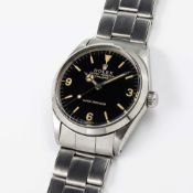 A RARE GENTLEMAN'S STAINLESS STEEL ROLEX OYSTER PERPETUAL EXPLORER SUPER PRECISION BRACELET WATCH