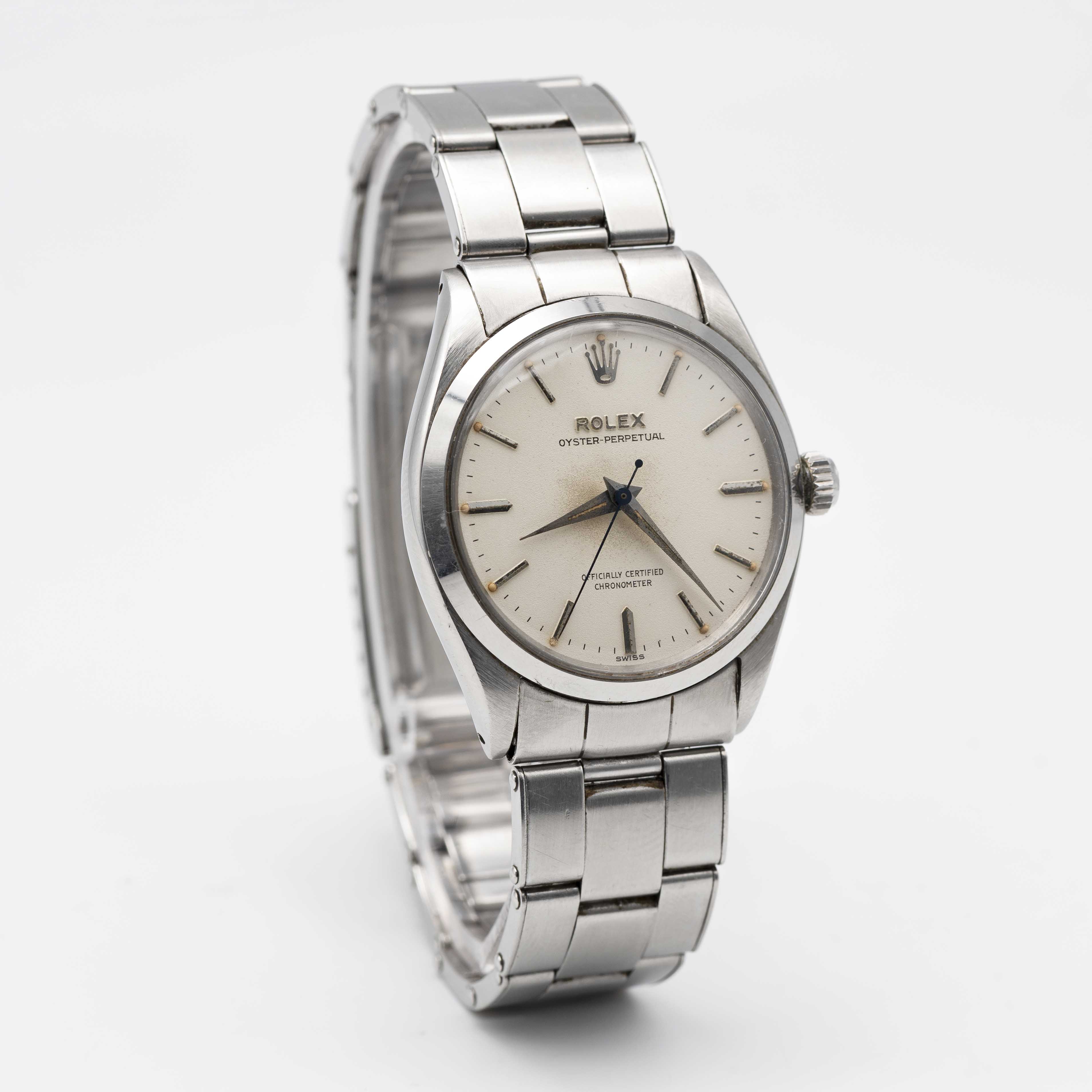 A GENTLEMAN'S STAINLESS STEEL ROLEX OYSTER PERPETUAL BRACELET WATCH DATED 1957, REF. 6564 WITH - Image 6 of 12