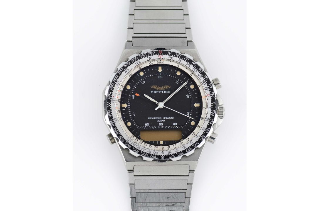 A GENTLEMAN'S STAINLESS STEEL IRAQI MILITARY AIR FORCE BREITLING JUPITER NAVITIMER QUARTZ 3300 - Image 1 of 8