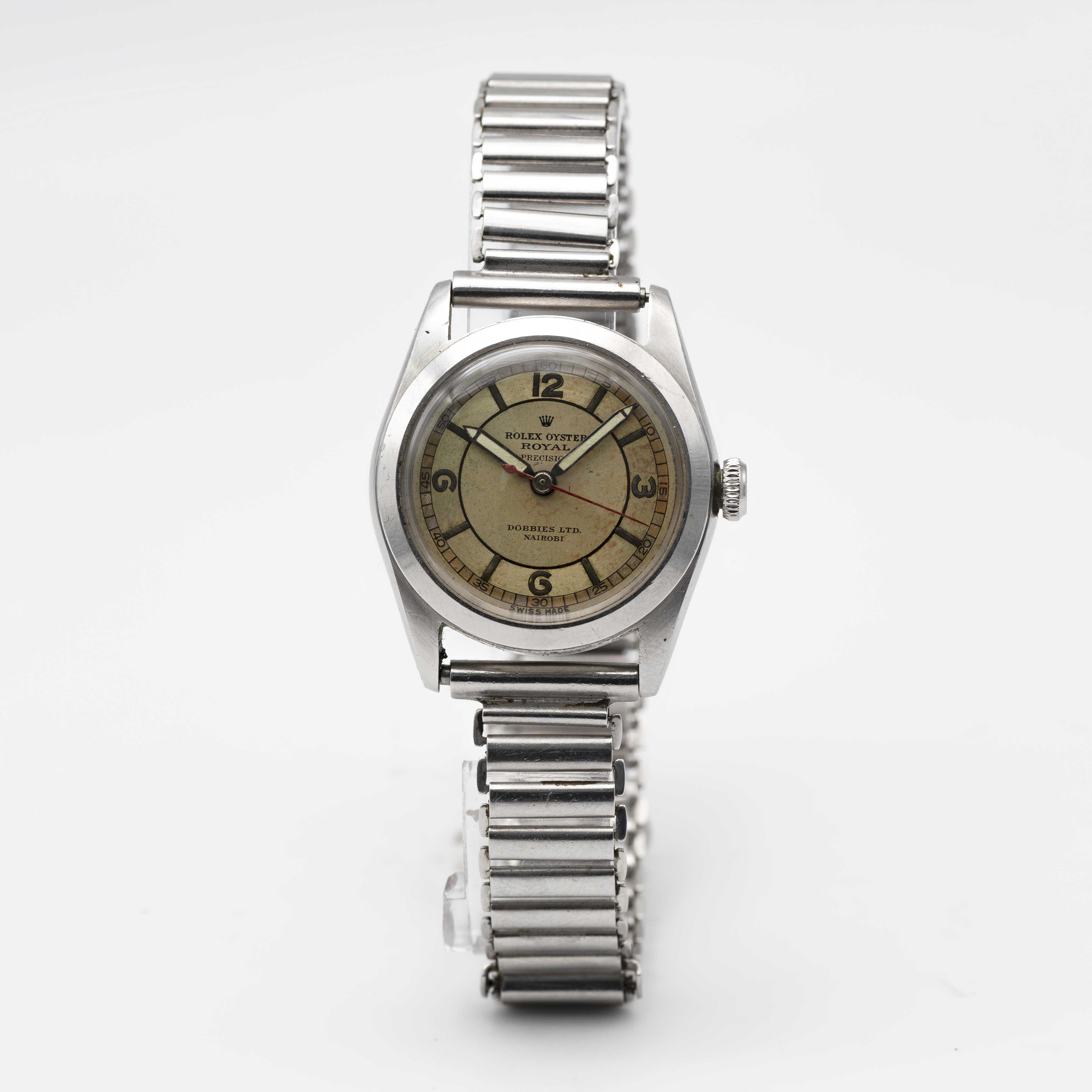 A RARE GENTLEMAN'S STAINLESS STEEL ROLEX OYSTER PRECISION BRACELET WATCH CIRCA 1940s, REF. 4220 WITH - Image 2 of 8