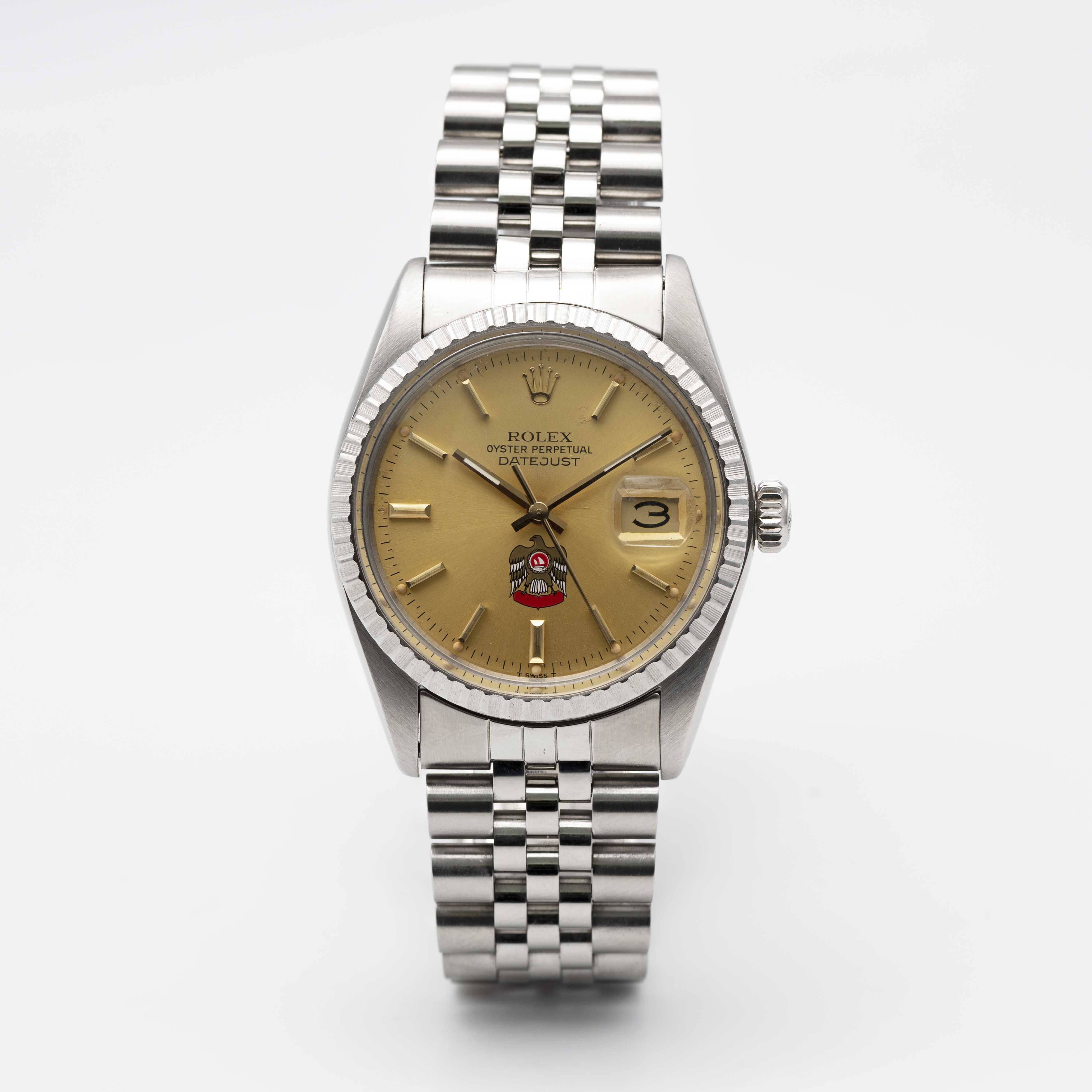 A RARE GENTLEMAN'S STAINLESS STEEL ROLEX OYSTER PERPETUAL DATEJUST BRACELET WATCH CIRCA 1980, REF. - Image 4 of 11