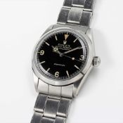A RARE GENTLEMAN'S STAINLESS STEEL ROLEX OYSTER PERPETUAL EXPLORER PRECISION BRACELET WATCH CIRCA