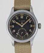 A GENTLEMAN'S STAINLESS STEEL BRITISH MILITARY TIMOR W.W.W. WRIST WATCH CIRCA 1945, PART OF THE 
