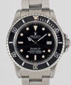 A GENTLEMAN'S STAINLESS STEEL ROLEX OYSTER PERPETUAL DATE SEA DWELLER BRACELET WATCH CIRCA 1983,