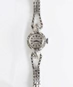 A LADIES 18K SOLID WHITE GOLD & DIAMOND ROLEX PRECISION BRACELET WATCH CIRCA 1960, WITH ORIGINAL