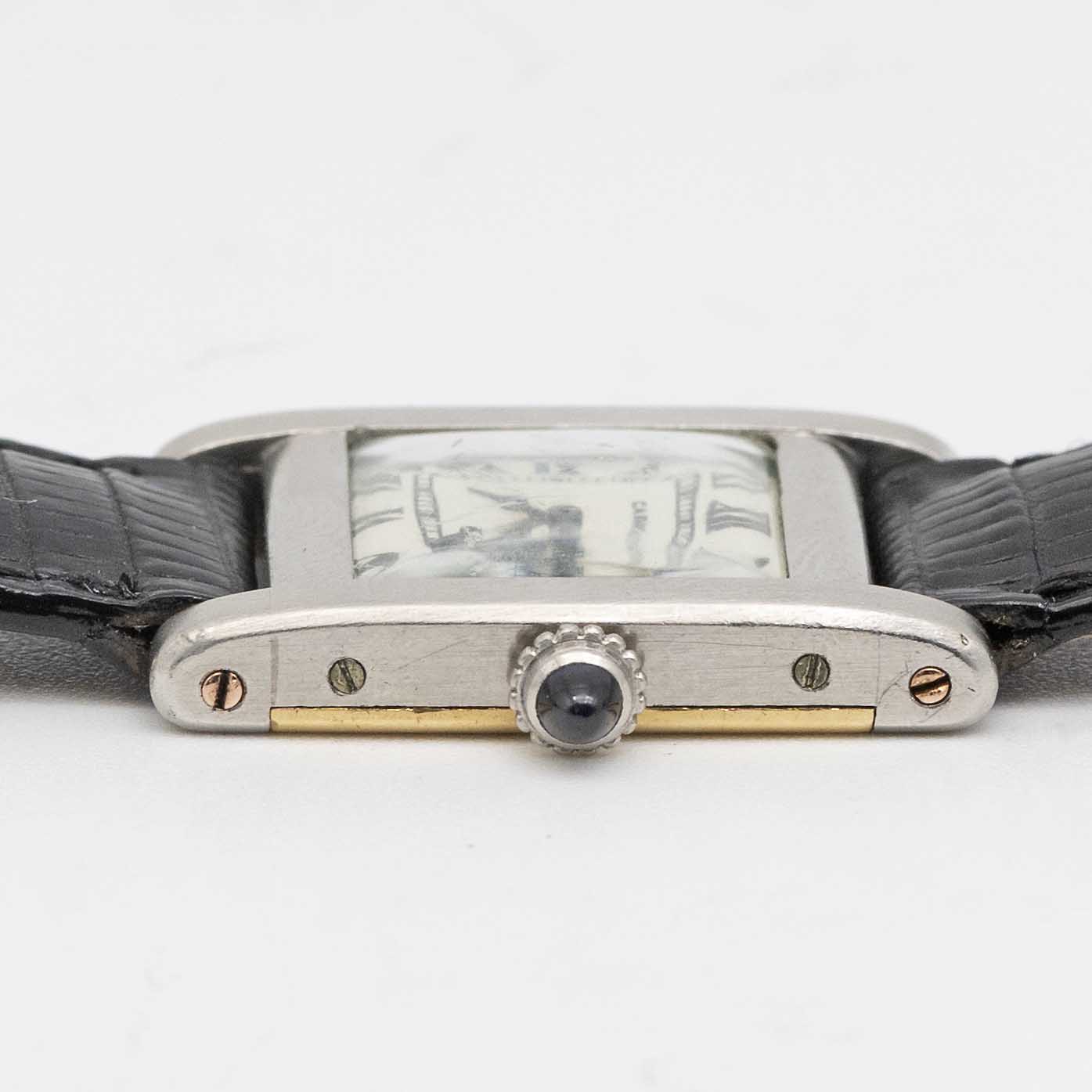 A FINE & VERY RARE PLATINUM & 18K SOLID GOLD CARTIER TANK NORMALE WRIST WATCH CIRCA 1929 Movement: - Image 10 of 11