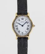 A LADIES 18K YELLOW & WHITE GOLD CARTIER PARIS ARCADE WRIST WATCH DATED 1987, REF. 96059 ACCOMPANIED