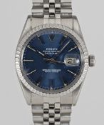 A GENTLEMAN'S STAINLESS STEEL ROLEX OYSTER PERPETUAL DATEJUST WRIST WATCH CIRCA 1981, REF. 16030