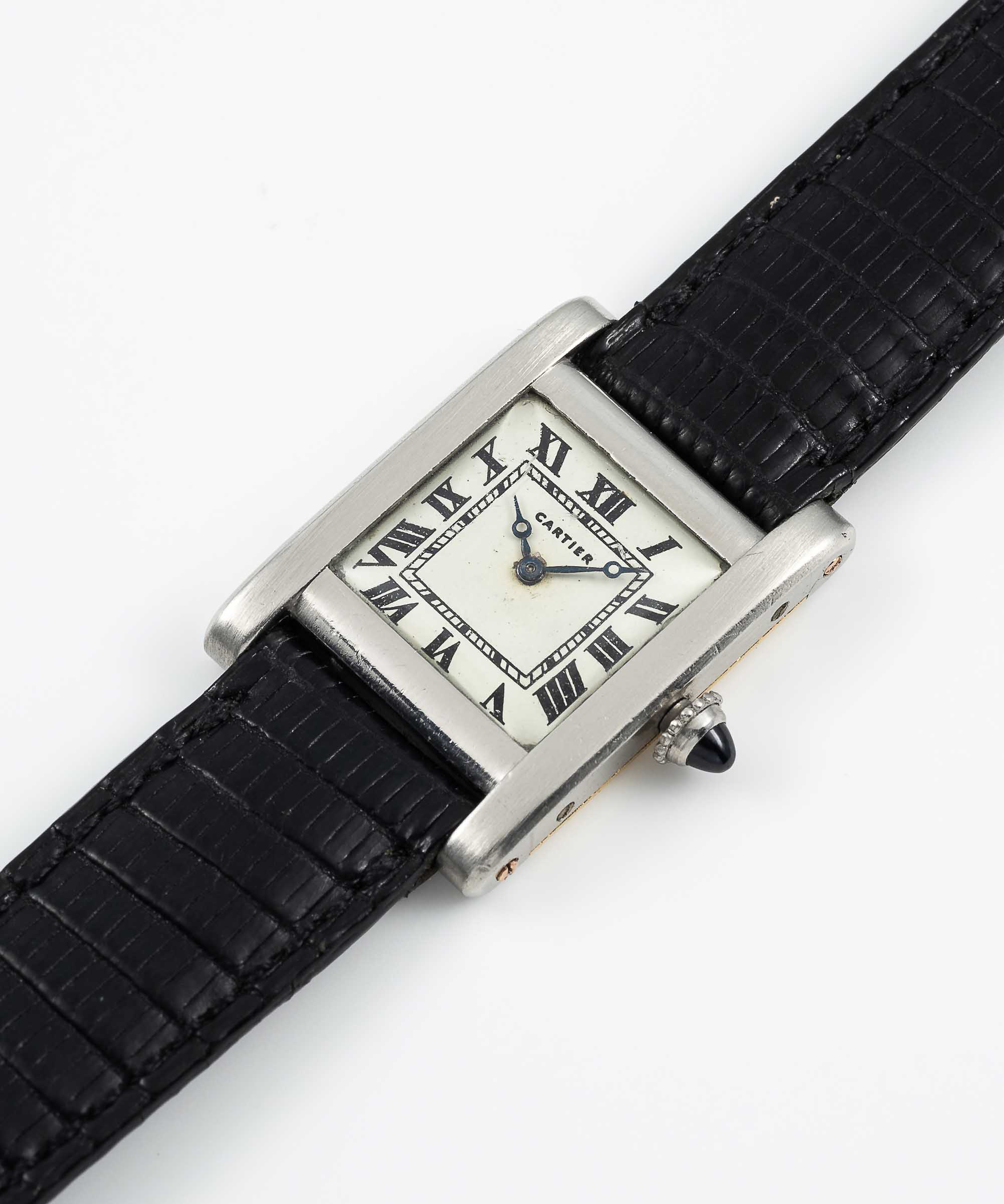 A FINE & VERY RARE PLATINUM & 18K SOLID GOLD CARTIER TANK NORMALE WRIST WATCH CIRCA 1929 Movement: