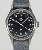 A GENTLEMAN'S STAINLESS STEEL BRITISH MILITARY OMEGA RAF PILOTS WRIST WATCH DATED 1953, REF. 2777-