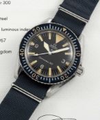 A RARE GENTLEMAN'S STAINLESS STEEL BRITISH MILITARY OMEGA SEAMASTER 300 