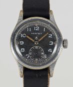 A GENTLEMAN'S BRITISH MILITARY VERTEX W.W.W. WRIST WATCH CIRCA 1945, PART OF THE 