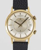 A RARE GENTLEMAN'S 18K SOLID GOLD GUBELIN IPSOVOX AUTOMATIC ALARM WRIST WATCH CIRCA 1960s, REF.