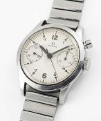 A VERY RARE GENTLEMAN'S STAINLESS STEEL ROYAL CANADIAN AIR FORCE (RCAF) OMEGA SINGLE BUTTON MILITARY