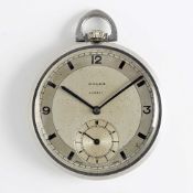 A GENTLEMAN'S STAINLESS STEEL ROLEX POCKET WATCH CIRCA 1930s, REF. 2120 ORIGINALLY RETAILED BY