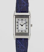 A LADIES STAINLESS STEEL JAEGER LECOULTRE REVERSO WRIST WATCH CIRCA 1990s, REF. 260.8.08 WITH