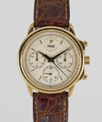 A FINE GENTLEMAN'S 18K SOLID GOLD PIAGET GOUVERNEUR AUTOMATIC CHRONOGRAPH WRIST WATCH CIRCA 1998,