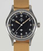 A GENTLEMAN'S STAINLESS STEEL BRITISH MILITARY OMEGA RAF PILOTS WRIST WATCH DATED 1953, REF. 2777-