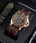 A GENTLEMAN'S PANERAI LUMINOR SUBMERSIBLE BRONZE DIVERS WRIST WATCH DATED 2020, REF. PAM00968