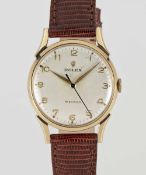 A GENTLEMAN'S 9CT SOLID GOLD ROLEX PRECISION WRIST WATCH CIRCA 1950s Movement: 17J, manual wind,