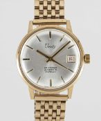 A GENTLEMAN'S 9K SOLID GOLD VERITY BRACELET WATCH CIRCA 1970, WITH ORIGINAL BOX AND OPEN PAPERWORK