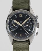 A GENTLEMAN'S STAINLESS STEEL BRITISH MILITARY HAMILTON RAF PILOTS CHRONOGRAPH WRIST WATCH DATED