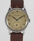 A GENTLEMAN'S STAINLESS STEEL IWC WRIST WATCH CIRCA 1940s, WITH CAL. 83 MOVEMENT Movement: Manual