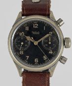 A GENTLEMAN'S GERMAN MILITARY HANHART LUFTWAFFE PILOTS CHRONOGRAPH WRIST WATCH CIRCA 1940s Movement: