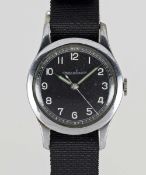 A GENTLEMAN'S BRITISH MILITARY JAEGER LECOULTRE RAF PILOTS WRIST WATCH CIRCA 1940, WITH BLACK MOD