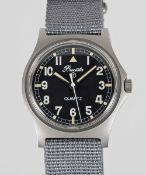 A GENTLEMAN'S STAINLESS STEEL BRITISH MILITARY PRECISTA RAF PILOTS WRIST WATCH DATED 1984