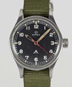 A GENTLEMAN'S STAINLESS STEEL ROYAL RHODESIAN AIR FORCE MILITARY OMEGA PILOTS WRIST WATCH CIRCA