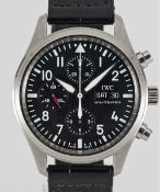 A GENTLEMAN'S STAINLESS STEEL IWC FLIEGERUHR AUTOMATIC CHRONOGRAPH WRIST WATCH CIRCA 2000s, REF.