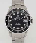 A MID SIZE STAINLESS STEEL ROLEX TUDOR PRINCE DATE SUBMARINER BRACELET WATCH CIRCA 1995, REF.