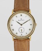 A GENTLEMAN'S 18K SOLID GOLD BLANCPAIN VILLERET CALENDAR WRIST WATCH CIRCA 1990s, ACCOMPANIED BY