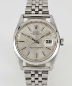 A GENTLEMAN'S STAINLESS STEEL ROLEX OYSTER PERPETUAL DATEJUST BRACELET WATCH CIRCA 1971, REF. 1600