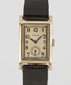 A RARE GENTLEMAN'S SOLID 9CT GOLD ROLEX RECTANGULAR WRIST WATCH CIRCA 1940, REF. 2945  Movement: