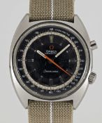 A GENTLEMAN'S STAINLESS STEEL OMEGA SEAMASTER CHRONOSTOP CHRONOGRAPH WRIST WATCH CIRCA 1969, REF.