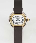 A LADIES 18K YELLOW & WHITE GOLD CARTIER PARIS ELLIPSE WRIST WATCH CIRCA 1970s, REF. 6711