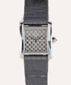A LADIES 18K SOLID WHITE GOLD & DIAMOND CARTIER TANK FRANCAISE WRIST WATCH CIRCA 2015, REF. 2517