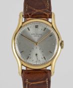 A GENTLEMAN'S 18K SOLID GOLD PATEK PHILIPPE WRIST WATCH CIRCA 1949, REF. 2406  Movement: 18J, manual