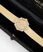 A FINE LADIES 18K SOLID YELLOW & WHITE GOLD DIAMOND CHOPARD BRACELET WATCH CIRCA 1980s, REF. 4057